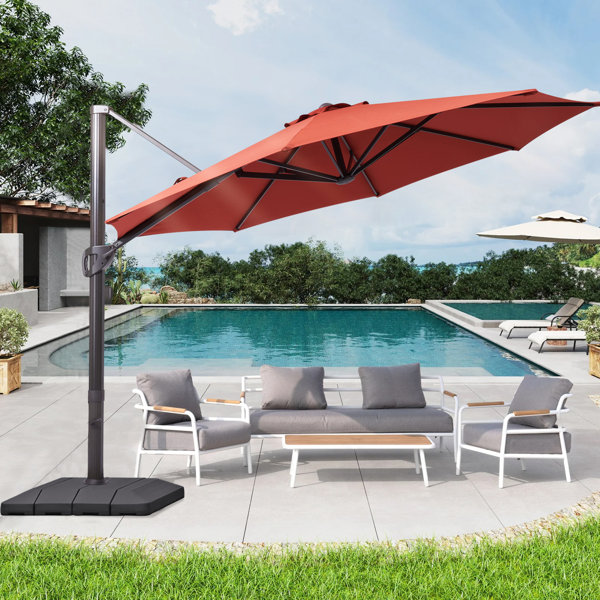 Arlmont & Co. 132'' Cantilever Umbrella with Weighted Base & Reviews